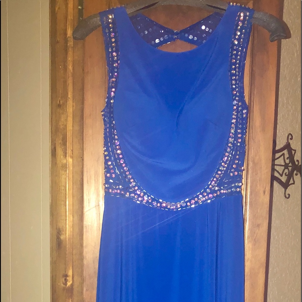 Blue long evening gown